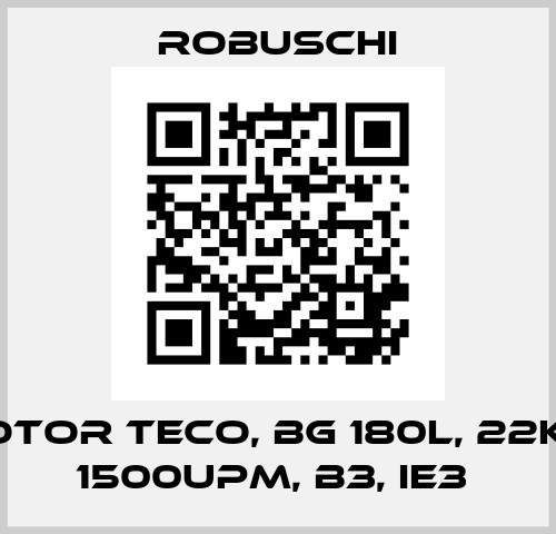Motor TECO, BG 180L, 22KW, 1500UPM, B3, IE3  Robuschi