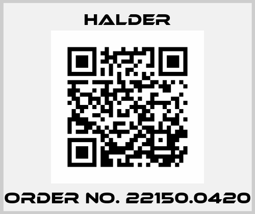 Order No. 22150.0420 Halder