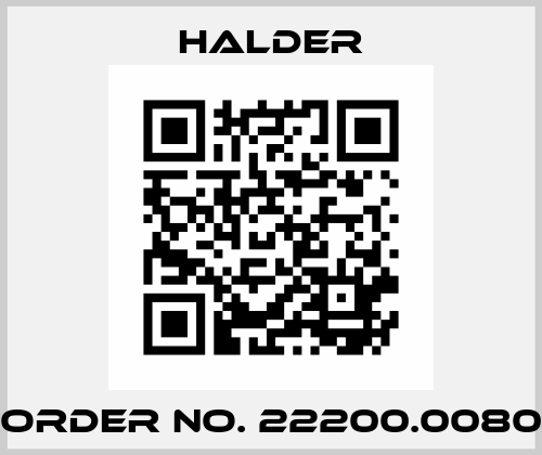 Order No. 22200.0080 Halder
