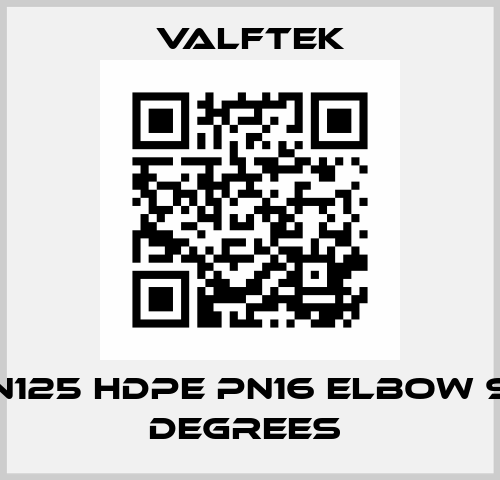 DN125 HDPE PN16 ELBOW 90 DEGREES  Valftek