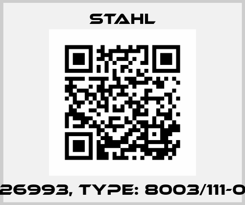 P/N: 126993, Type: 8003/111-001 UL Stahl