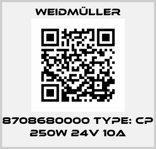 P/N: 8708680000 Type: CP SNT 250W 24V 10A Weidmüller