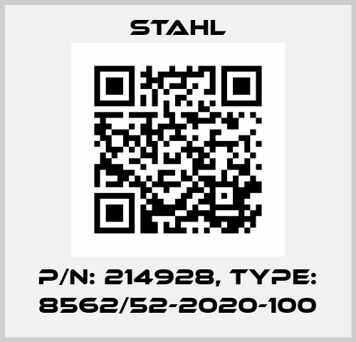 P/N: 214928, Type: 8562/52-2020-100 Stahl