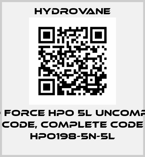Fluid Force HPO 5L uncomplete code, complete code HPO198-5N-5L Hydrovane