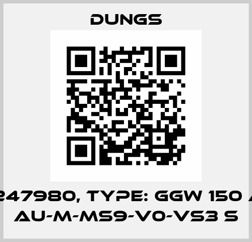 p/n:247980, Type: GGW 150 A4-U Au-M-MS9-V0-VS3 s Dungs