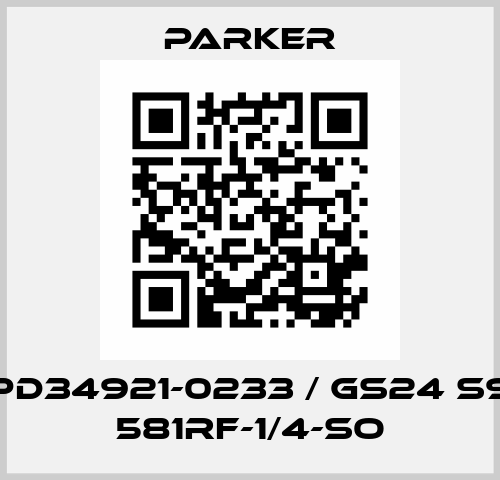 PD34921-0233 / GS24 S9 581RF-1/4-SO Parker