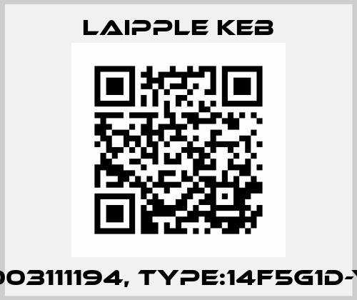 P/N: 003111194, Type:14F5G1D-Y30A LAIPPLE KEB
