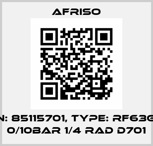 P/N: 85115701, Type: RF63Gly 0/10bar 1/4 rad D701 Afriso