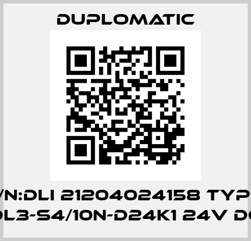 p/n:DLI 21204024158 Type: DL3-S4/10N-D24K1 24V DC Duplomatic