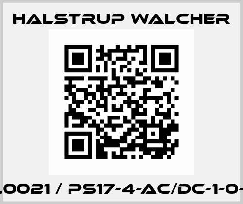9623.0021 / PS17-4-AC/DC-1-0-0-1-16 Halstrup Walcher