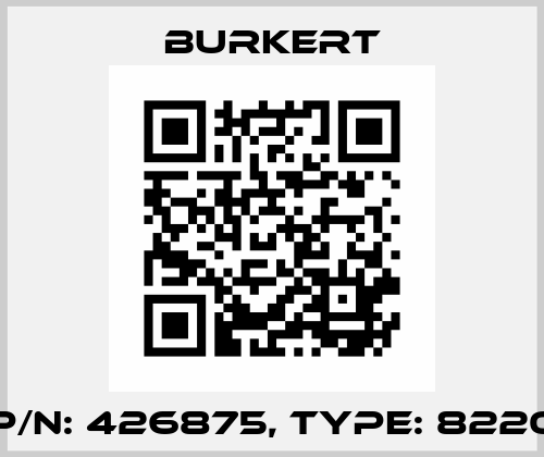 P/N: 426875, Type: 8220 Burkert