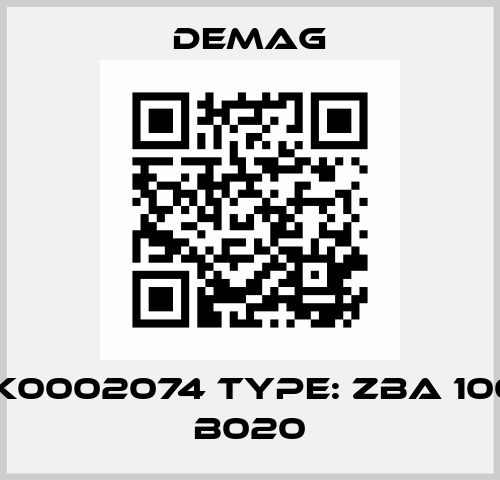 P/N: K0002074 Type: ZBA 100 B 4 B020 Demag