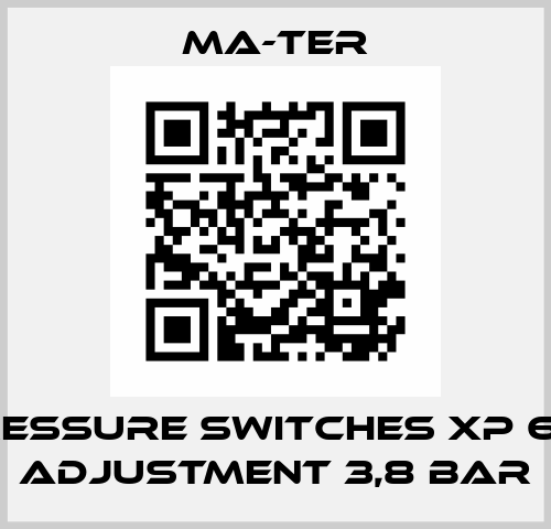 Pressure Switches XP 601  Adjustment 3,8 bar MA-TER