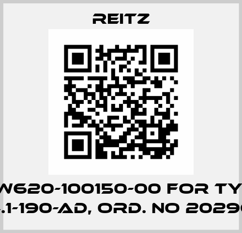 REW620-100150-00 for type: R064.1-190-AD, ord. no 202968VA Reitz