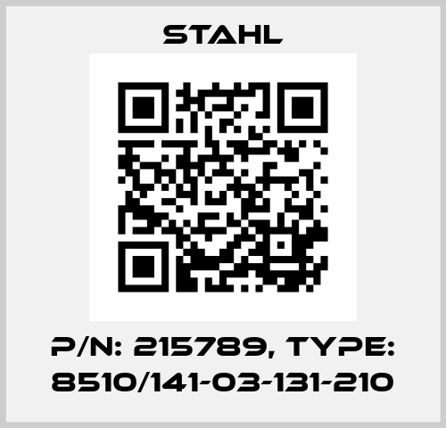 P/N: 215789, Type: 8510/141-03-131-210 Stahl