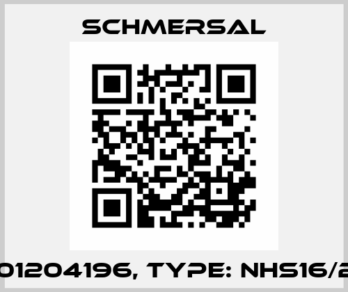 p/n: 101204196, Type: NHS16/2-POL Schmersal