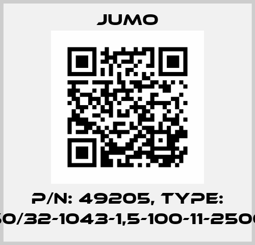 p/n: 49205, Type: 901250/32-1043-1,5-100-11-2500/000 Jumo