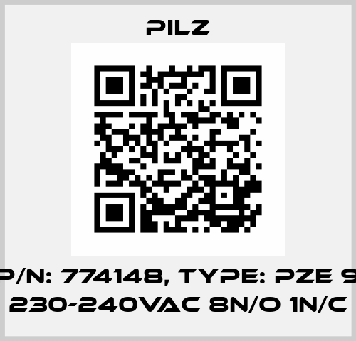 p/n: 774148, Type: PZE 9 230-240VAC 8n/o 1n/c Pilz