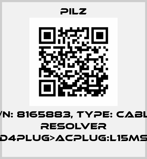 p/n: 8165883, Type: Cable Resolver DD4plug>ACplug:L15mSK Pilz