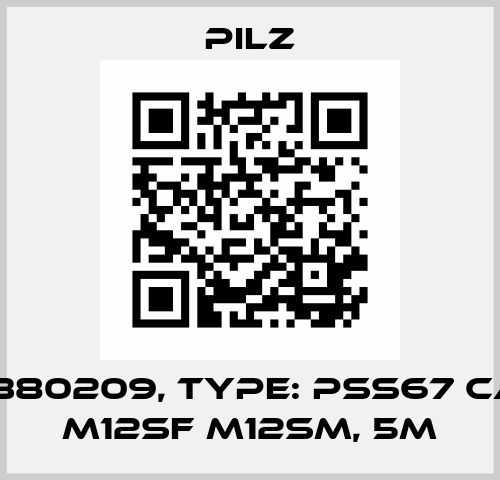 p/n: 380209, Type: PSS67 Cable M12sf M12sm, 5m Pilz