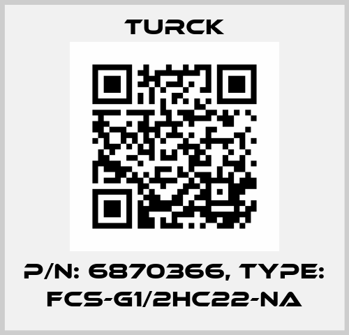 p/n: 6870366, Type: FCS-G1/2HC22-NA Turck